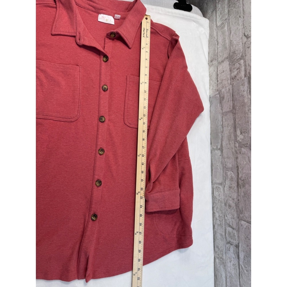 Belle Kim Gravel Team Colors Horn Button Knit Shacket 1X Crimson Red A655326 - Picture 11 of 13